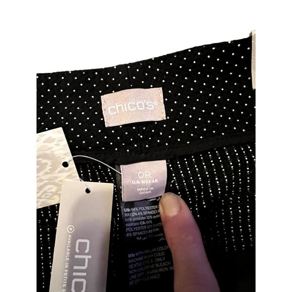 Chico's women's wide leg black trousers size 0 (4 Reg) white pattern, stretch, N - Picture 6 of 11